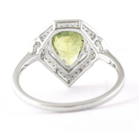1.96 Ct Pear Mixed Cut Natural Green Sapphire 950 Platinum Ring