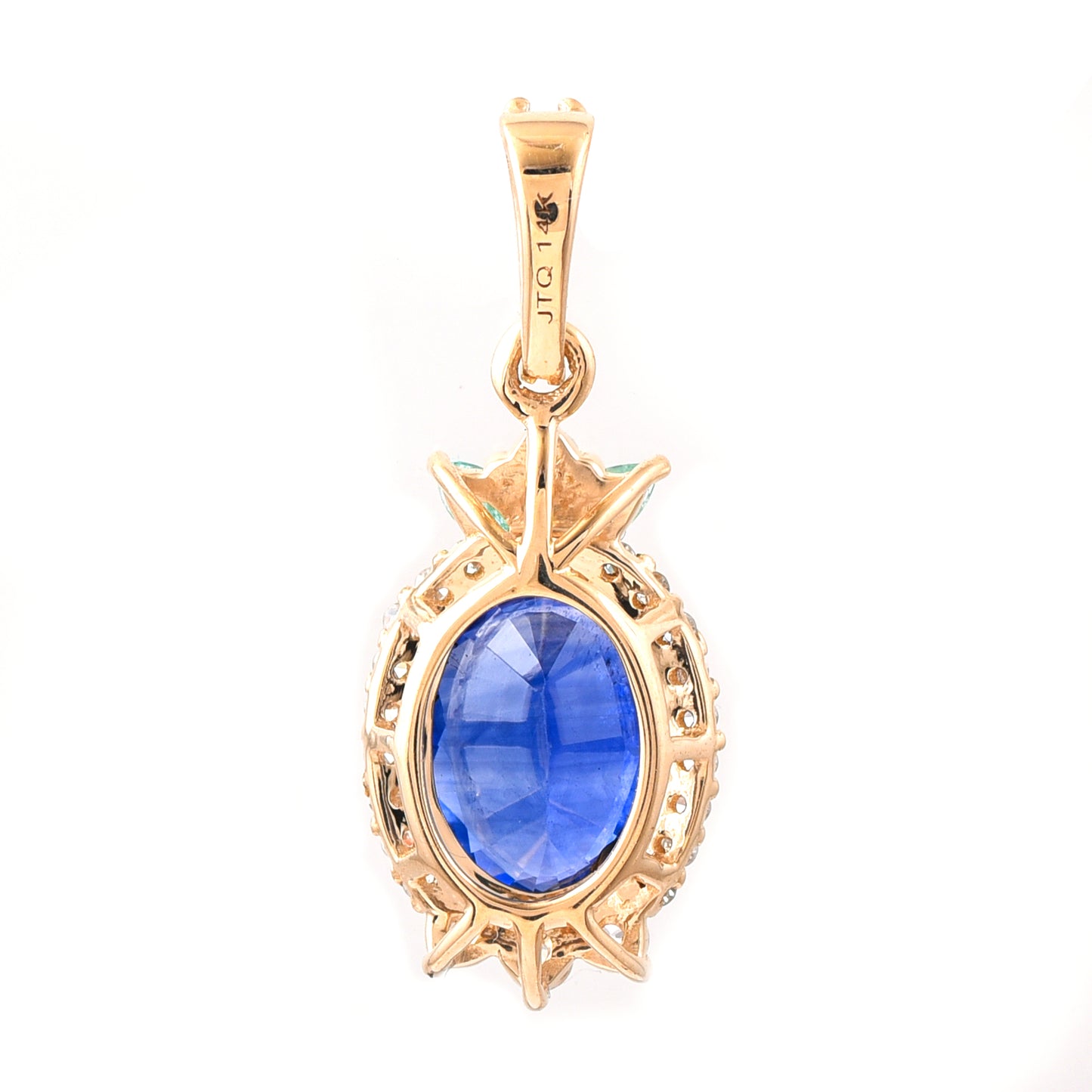 1.98 Ct Oval Mixed Cut Natural Sapphire 14K Gold Pendant