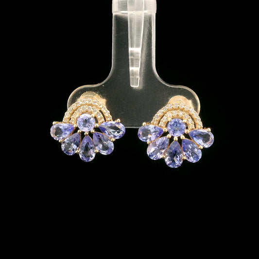 2.42 Ct Pear Tanzanite 14K Gold Earrings