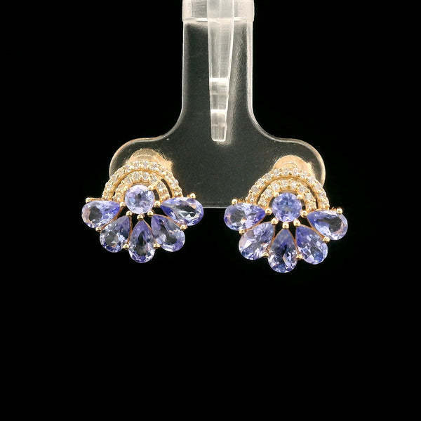 2.42 Ct Pear Tanzanite 14K Gold Earrings