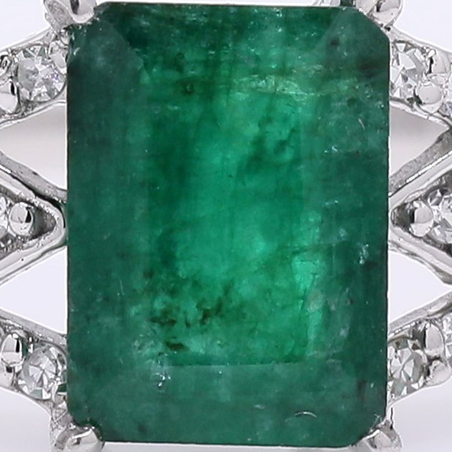 1.22 Ct Octagon Step Cut Natural Emerald 950 Platinum Ring