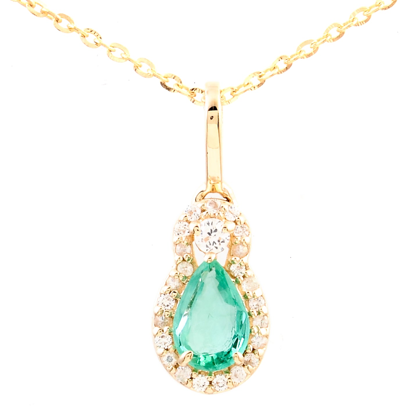 0.47 Ct Pear Emerald 14K Gold Pendant