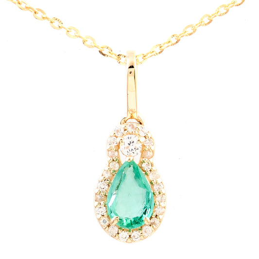 0.47 Ct Pear Emerald 14K Gold Pendant
