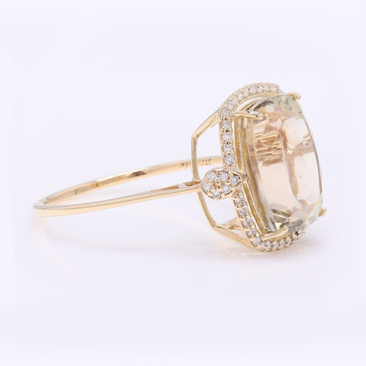 5.59 Ct Cushion Mixed Cut Natural Sunstone 14K Gold Ring