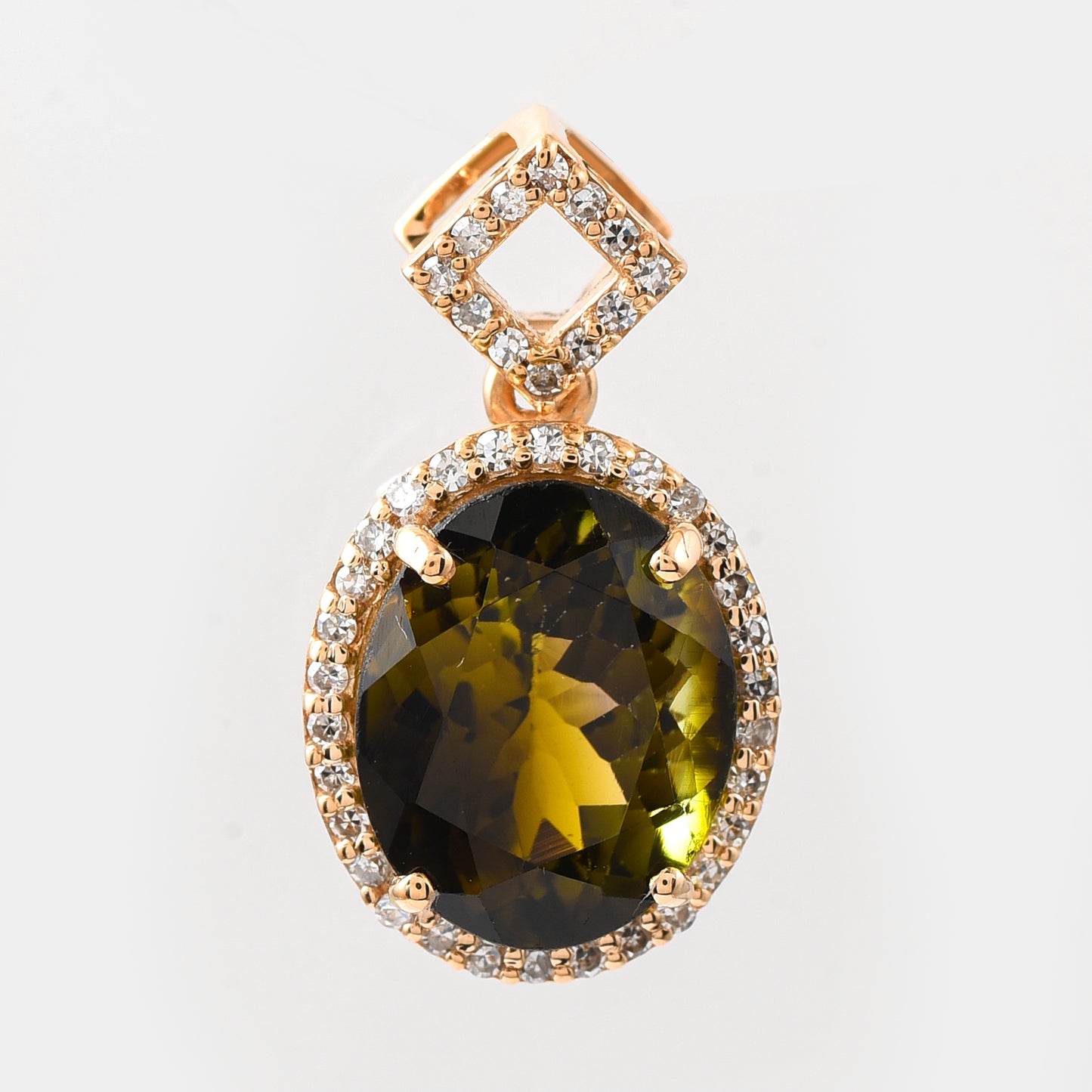 3.05 Ct Oval Mixed Cut Natural Tourmaline 14K Gold Pendant