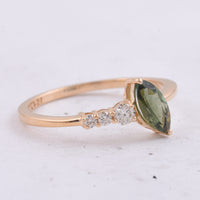 0.56 Ct Marquise Natural Green Tourmaline 14K Gold Ring