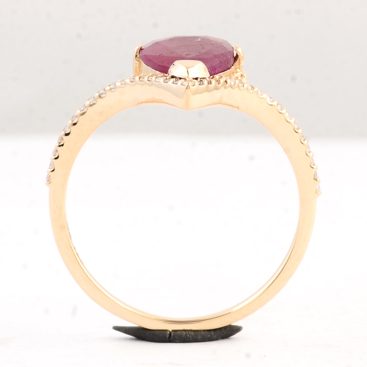 2.03 Ct Pear Mixed Cut Natural Corundum Ruby 14K Gold Ring