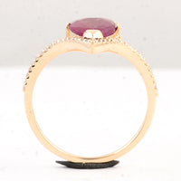 2.03 Ct Pear Mixed Cut Natural Corundum Ruby 14K Gold Ring