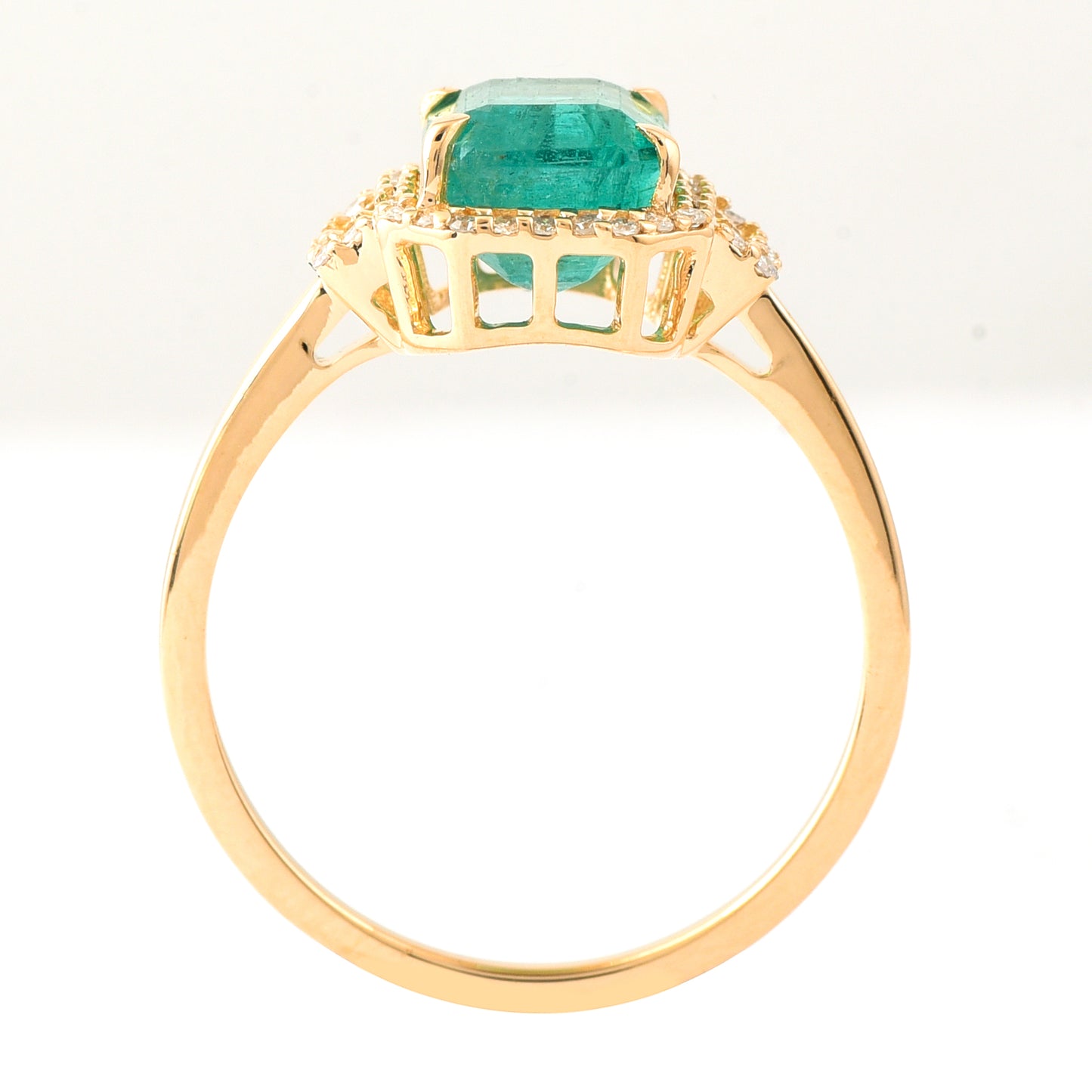 2.20 Ct Octagon Step Cut Natural Emerald 14K Gold Ring