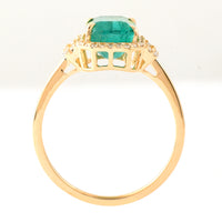 2.20 Ct Octagon Step Cut Natural Emerald 14K Gold Ring
