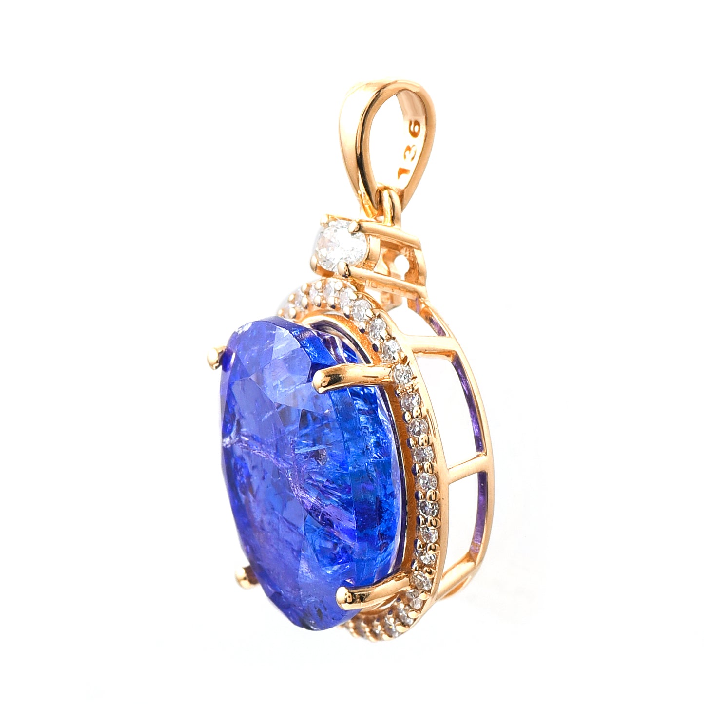 1.10 Ct Oval Mixed Cut Natural Tanzanite 14K Gold Pendant