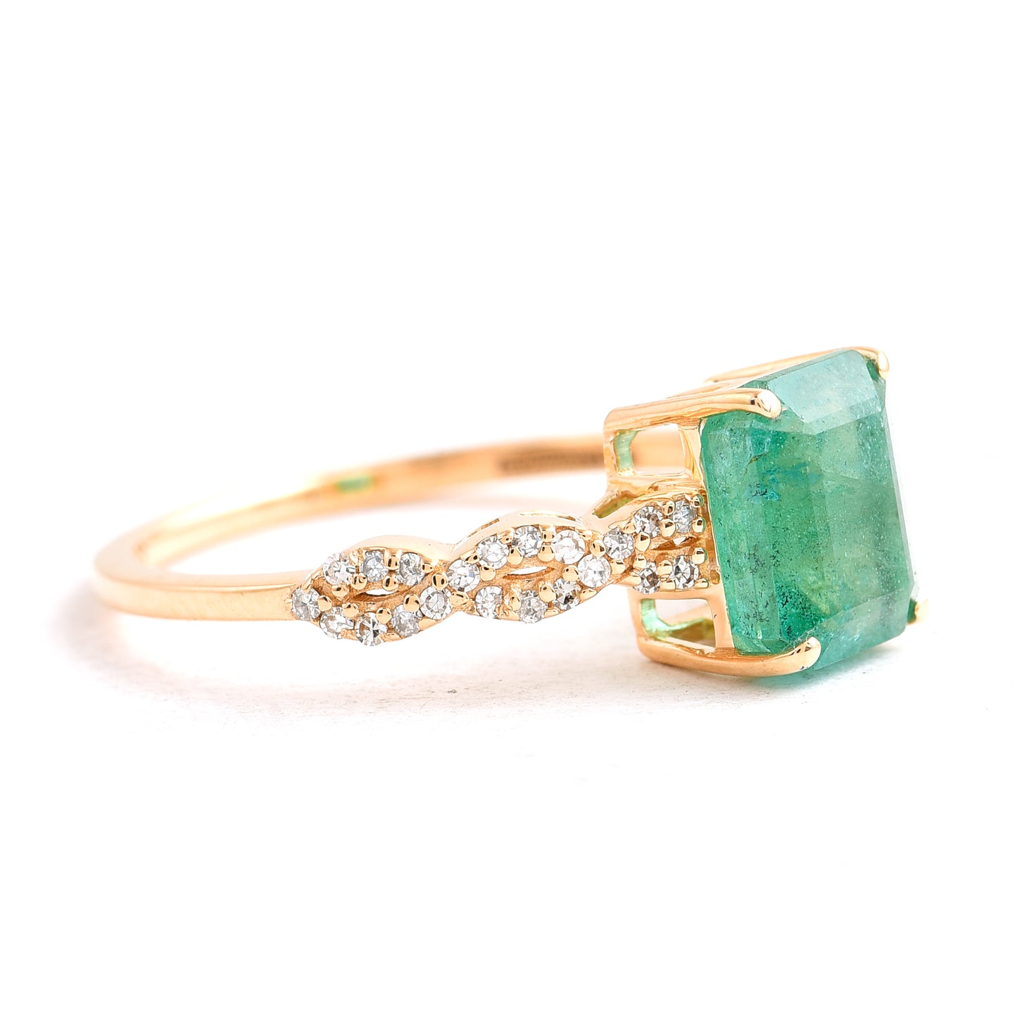 2.11 Ct Octagon Emerald 14K Gold Ring