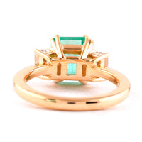 3.75 Ct Octagonal Step Cut Natural Beryl Emerald 18K Gold Ring