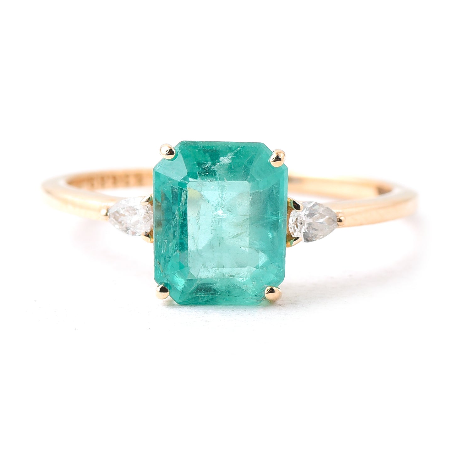 1.65 Ct Octagon Step Cut Natural Emerald 14K Gold Ring