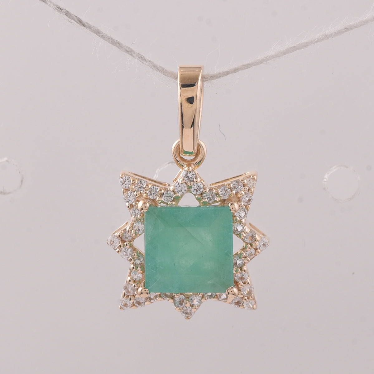 1.16 Ct Square Emerald 9K Gold Pendant