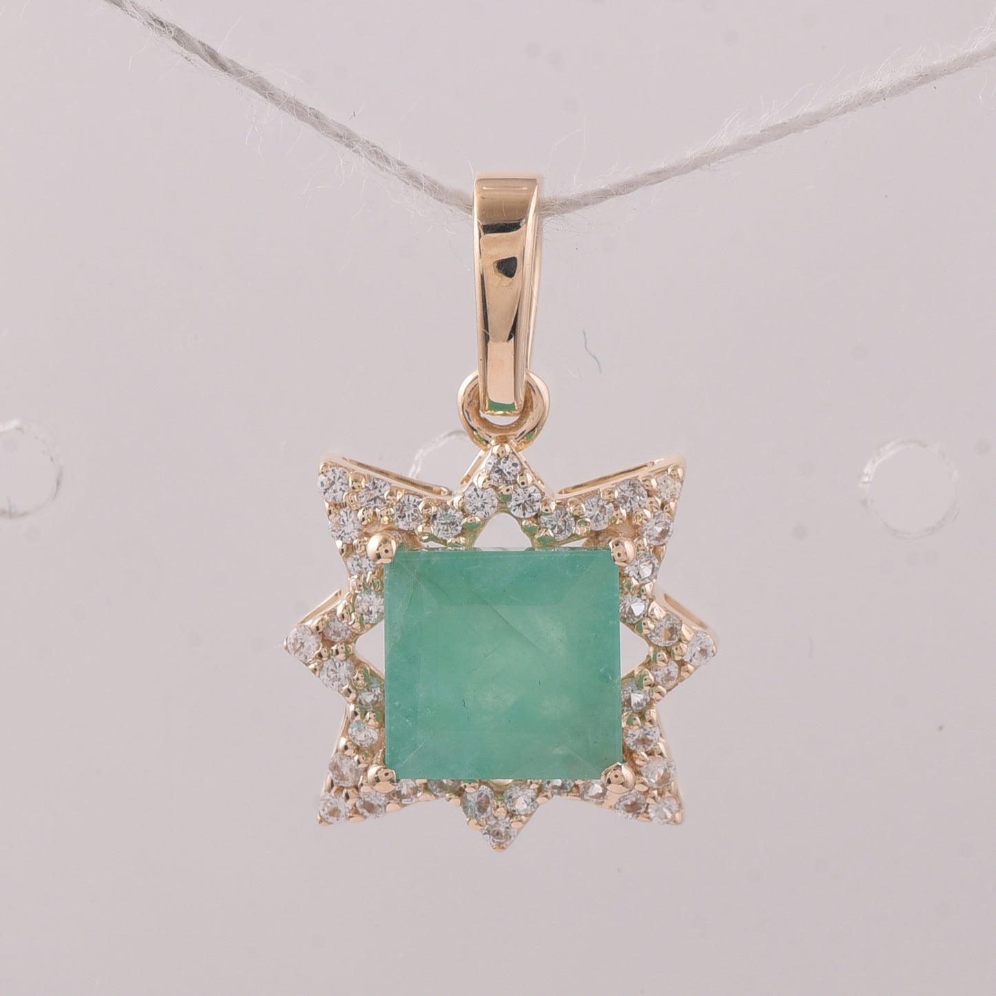 1.16 Ct Square Emerald 9K Gold Pendant