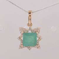 1.16 Ct Square Emerald 9K Gold Pendant