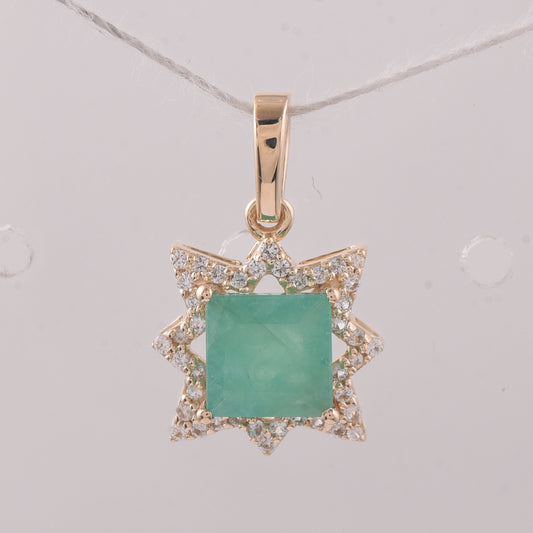 1.16 Ct Square Emerald 9K Gold Pendant