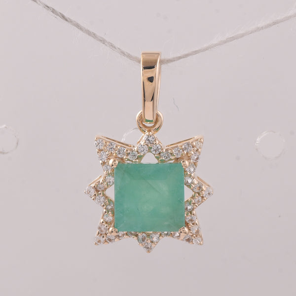 1.16 Ct Square Emerald 9K Gold Pendant