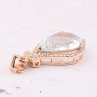 2.24 Ct Pear Mixed Cut Natural Aquamarine 14K Gold Pendant