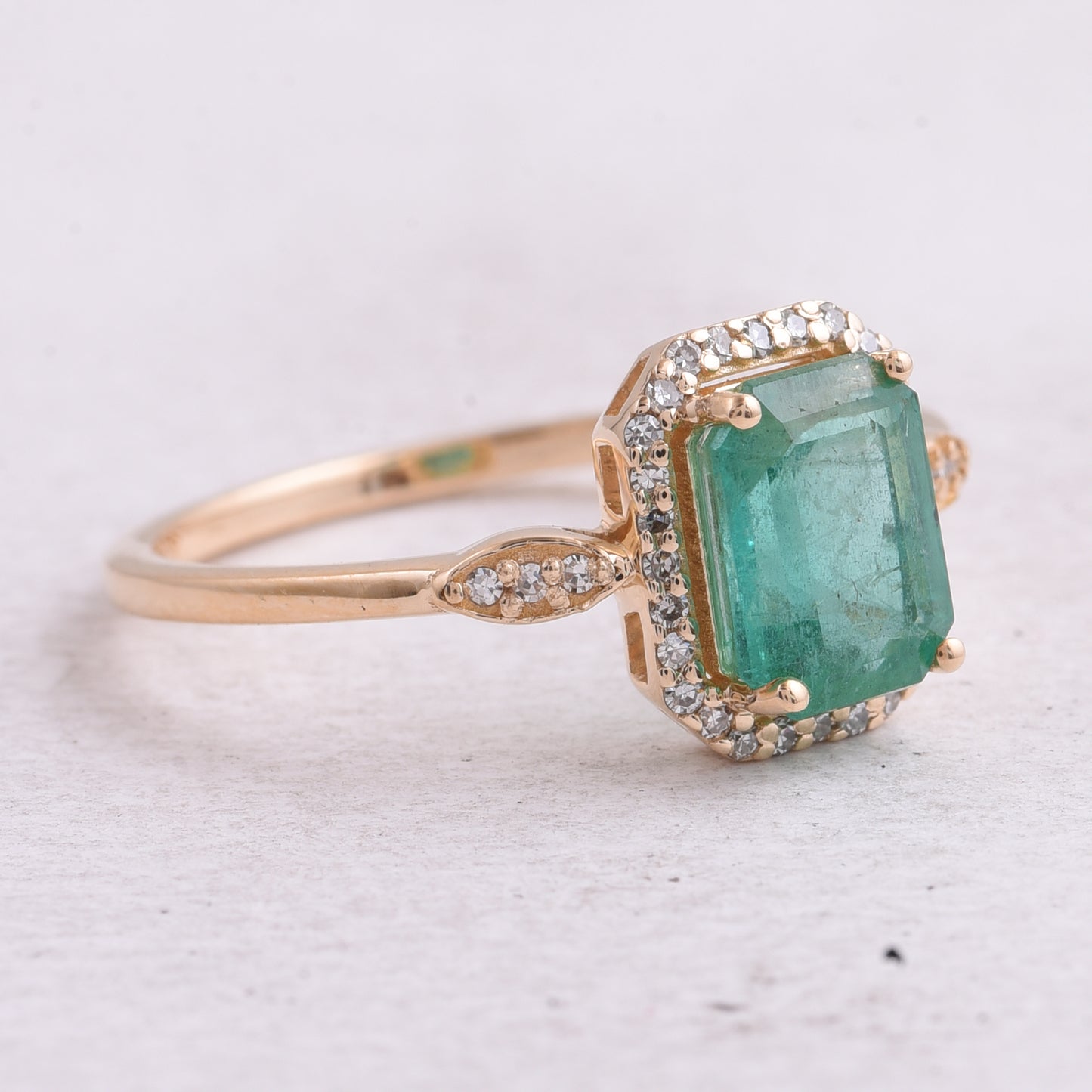1.46 Ct Octagon Step Cut Natural Emerald 14K Gold Ring