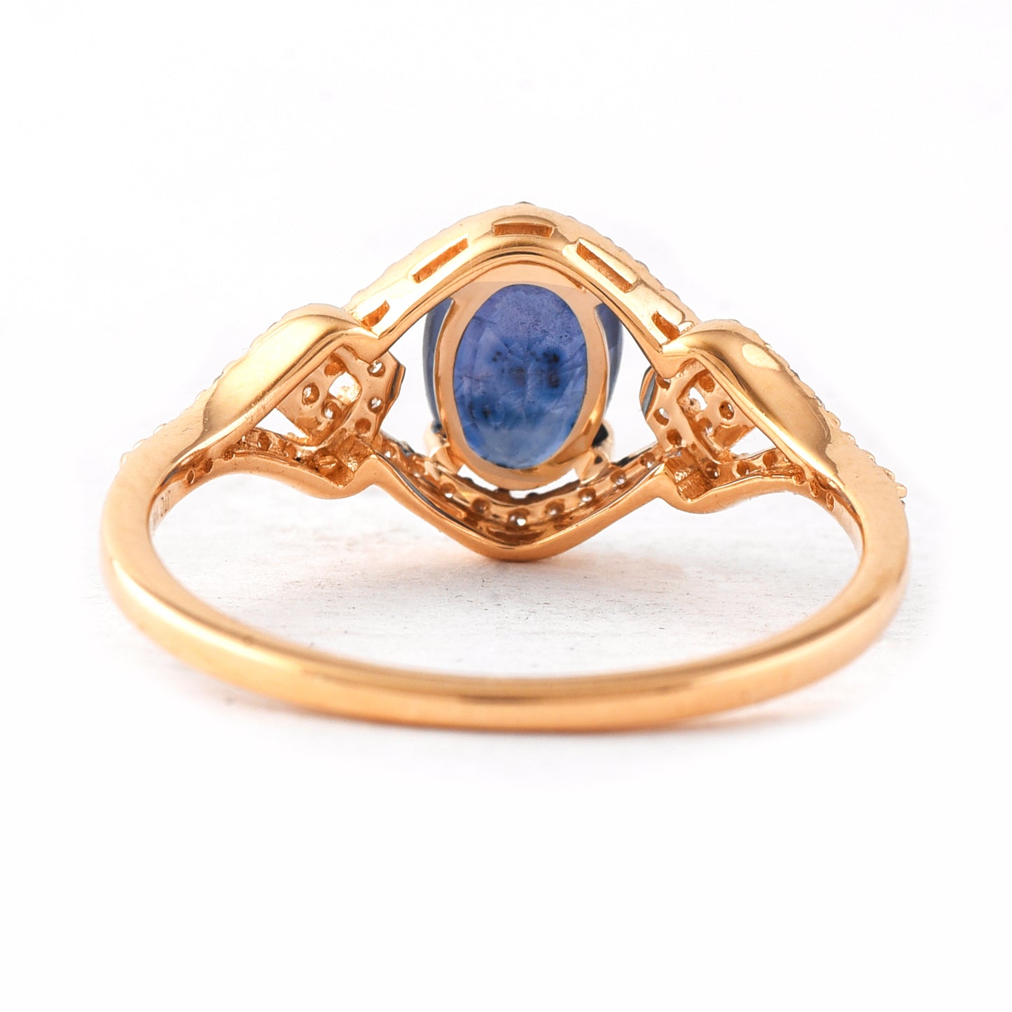 1.33 Ct Oval Mixed Cut Natural Sapphire 14K Gold Ring