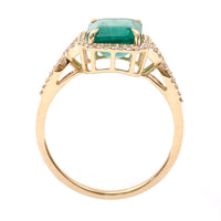 2.91 Ct Octagon Natural Emerald 14K Gold Ring