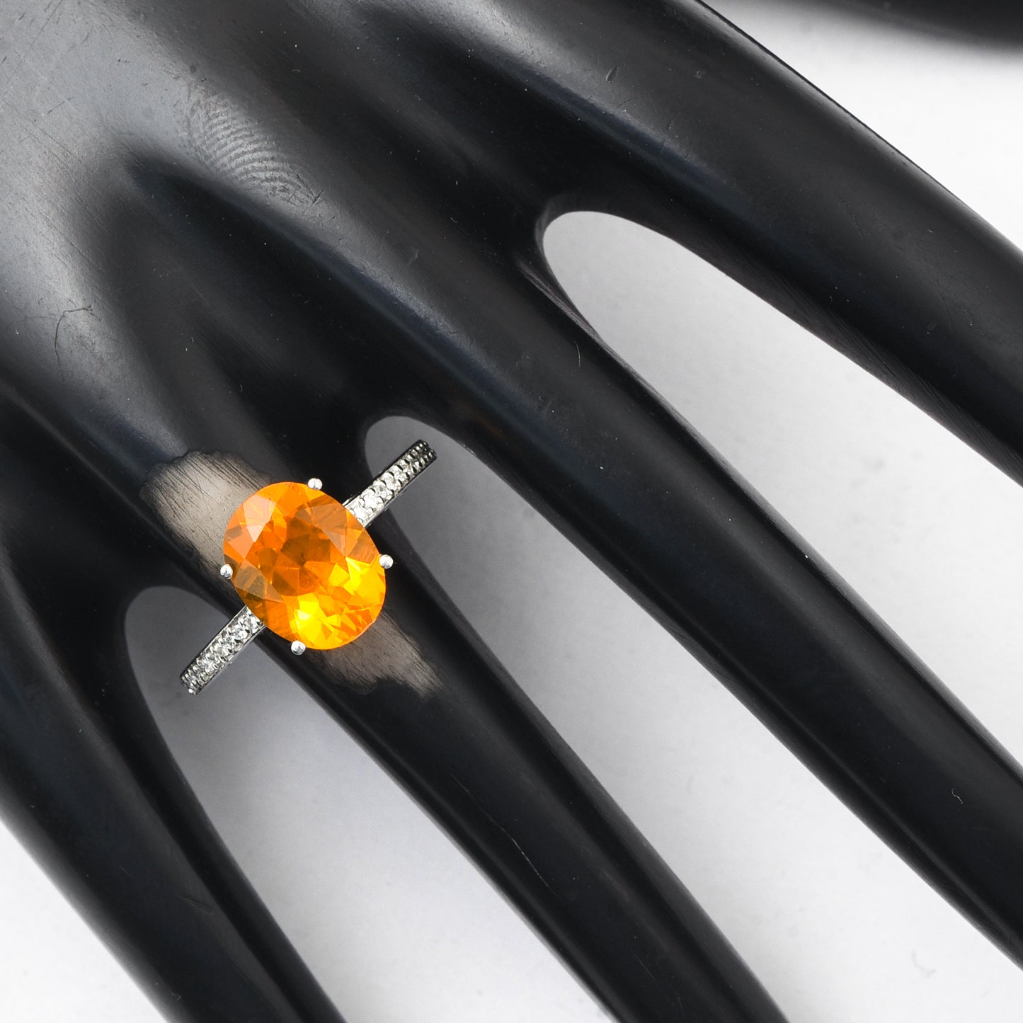 1.83 Ct Oval Mixed Cut Natural Fire Opal 950 Platinum Ring