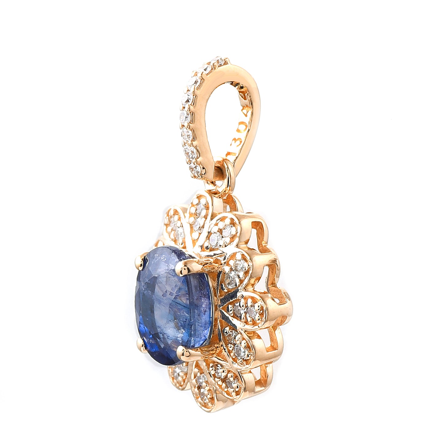 1.26 Ct Oval Mixed Cut Natural Sapphire 14K Gold Pendant