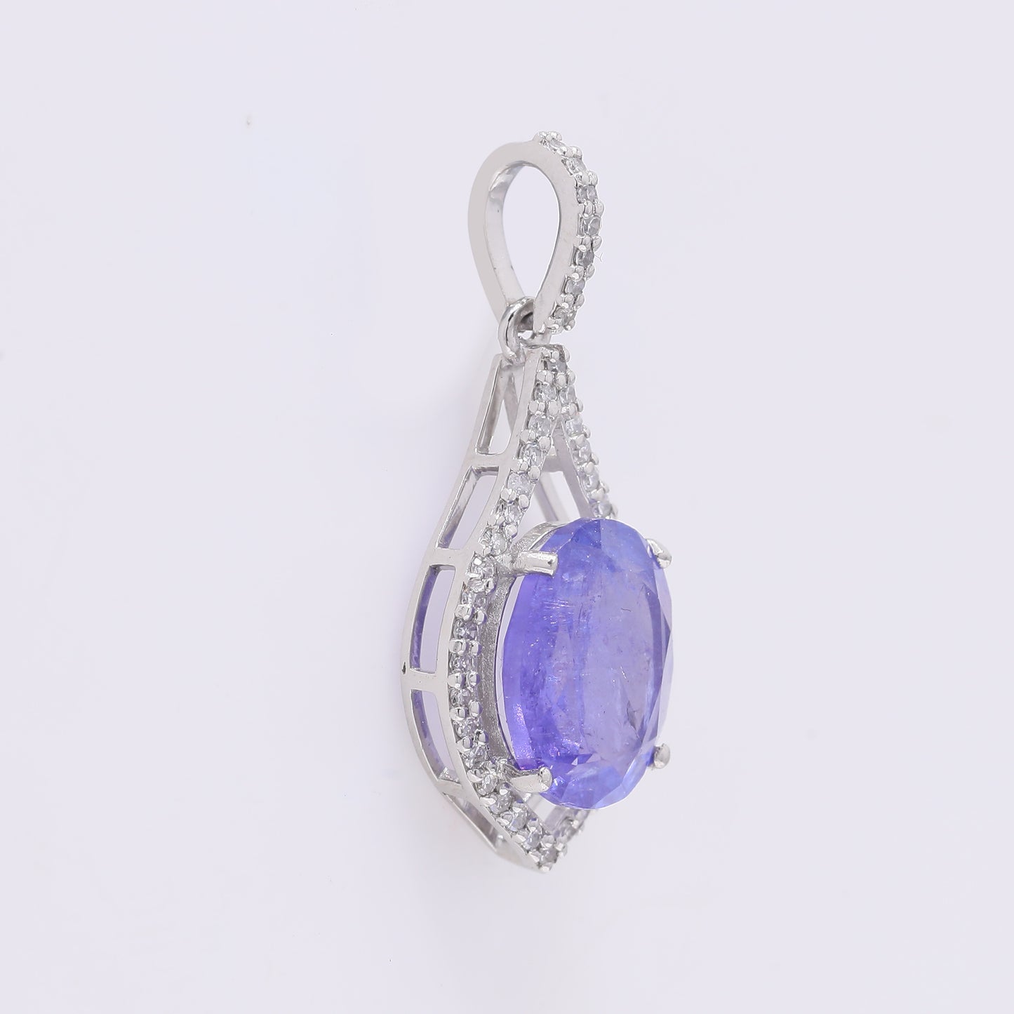 2.46 Ct Oval Mixed Cut Natural Tanzanite 950 Platinum Pendant