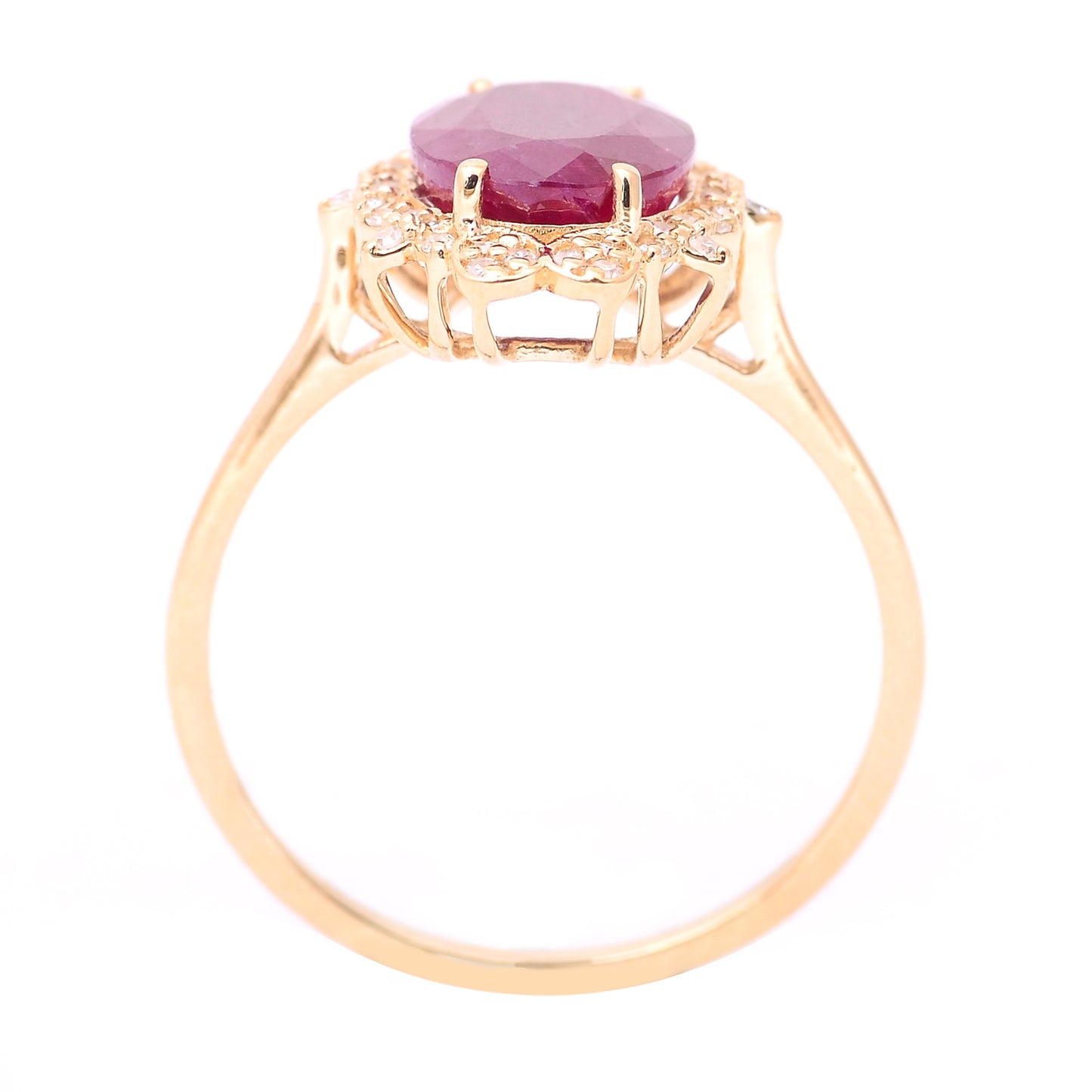 3.60 Ct Oval Mixed Cut Natural Corundum Ruby 14K Gold Ring