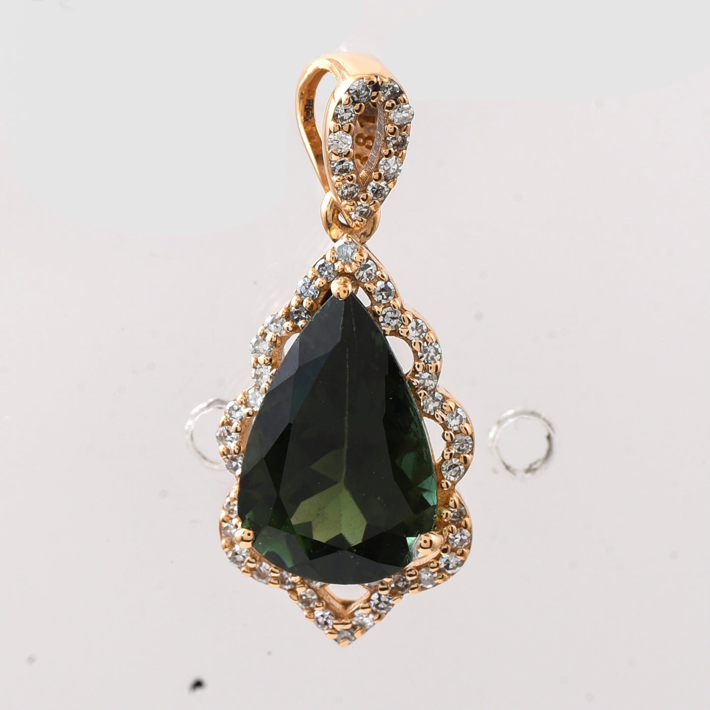 2.24 Ct Pear Mixed Cut Natural Green Tourmaline 14K Gold Pendant