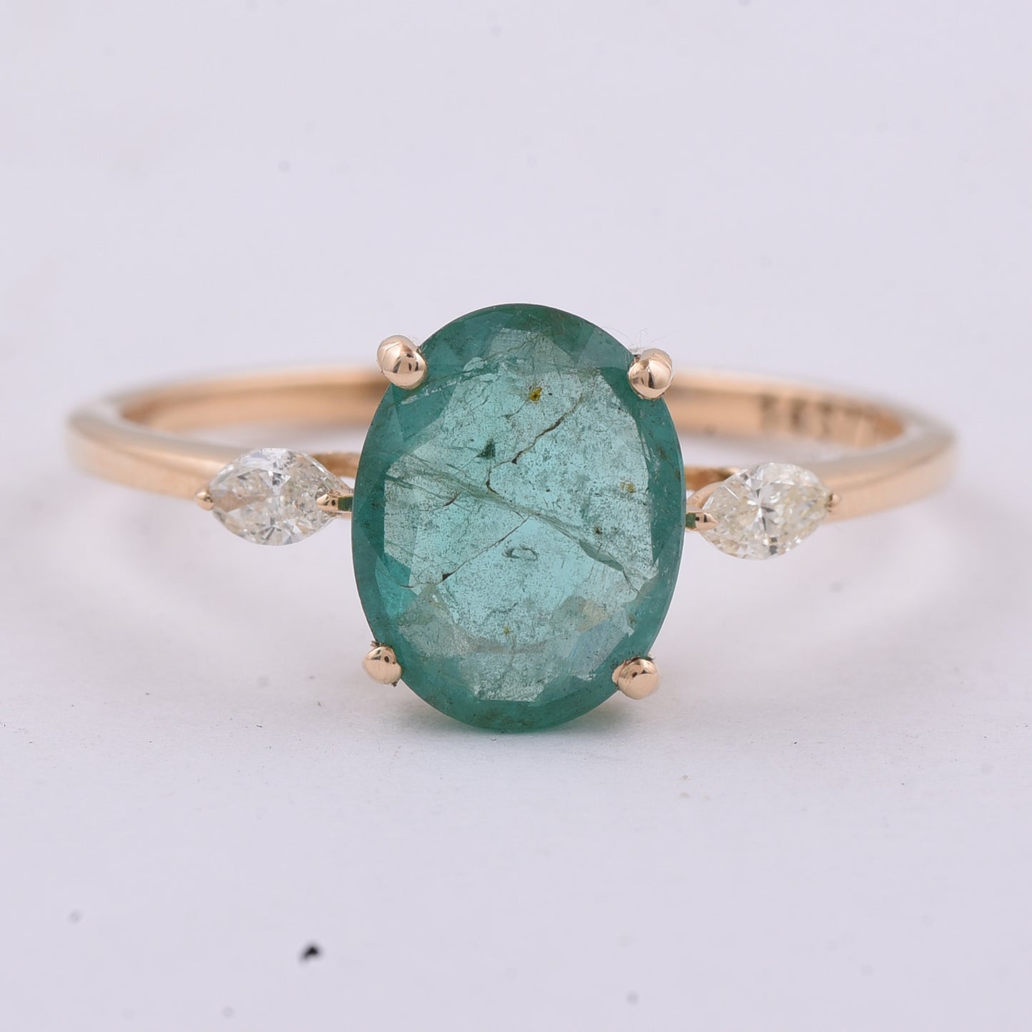 1.73 Ct Oval Natural Emerald 14K Gold Ring