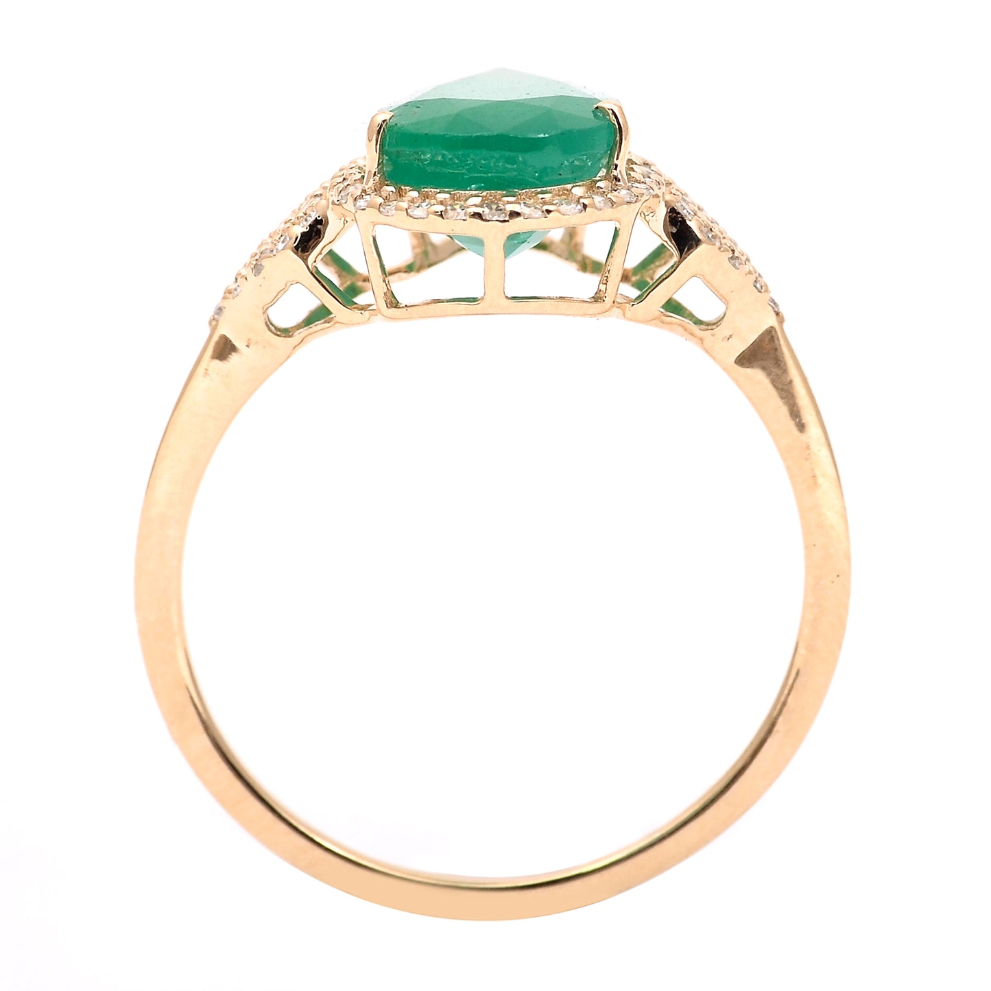 2.51 Ct Pear Mixed Cut Natural Emerald 14K Gold Ring