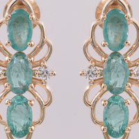 1.43 Ct Oval Natural Emerald 14K Gold Earrings