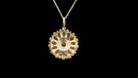 3.03 Ct Round Multi Sapphire 14K Gold Pendant
