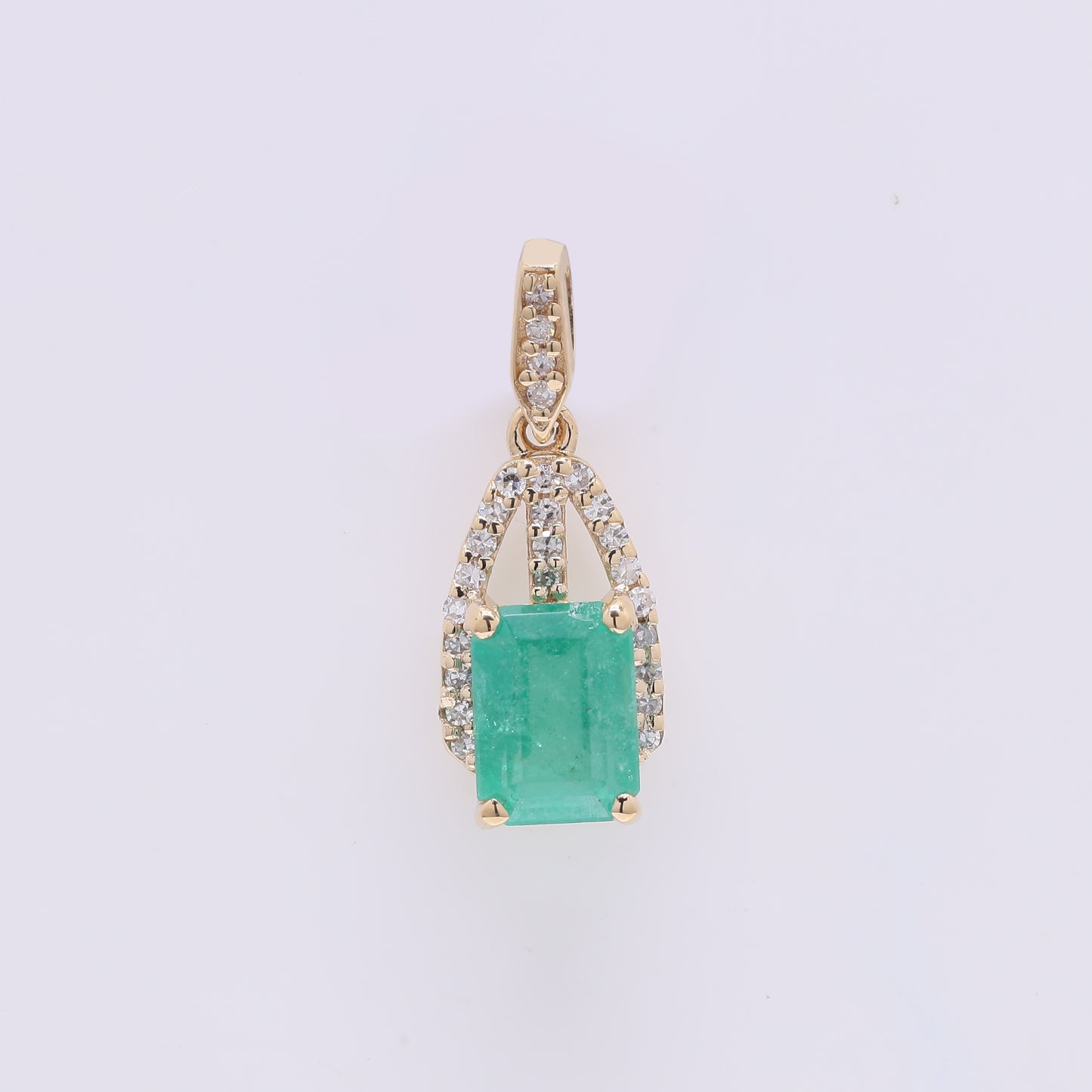 1.11 Ct Octagon Step Cut Natural Emerald 14K Gold Pendant