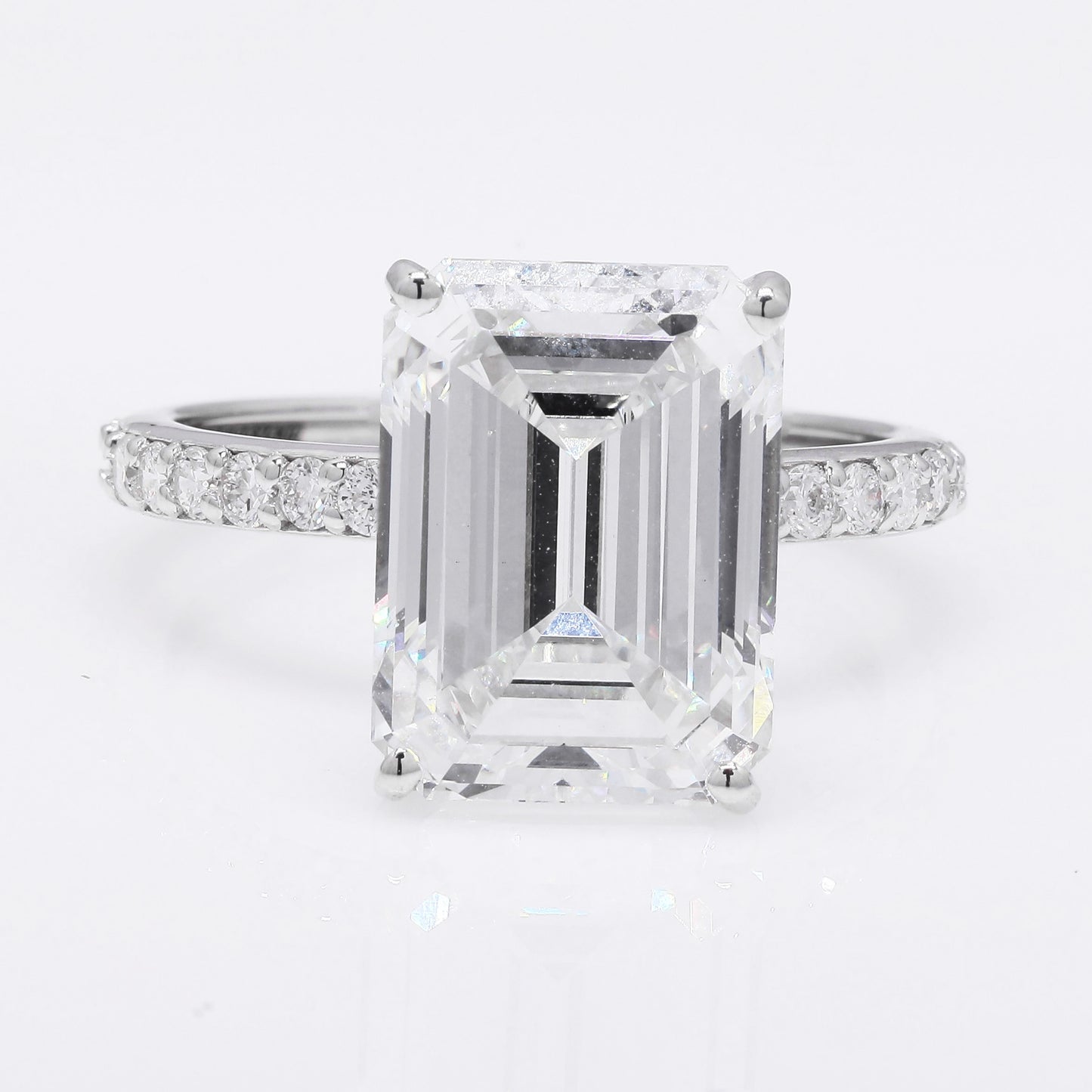 7.22 Ct Emerald Cut Lab Grown Diamond 14K Gold Ring