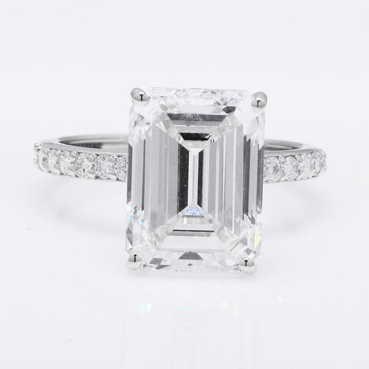 7.22 Ct Emerald Cut Lab Grown Diamond 14K Gold Ring