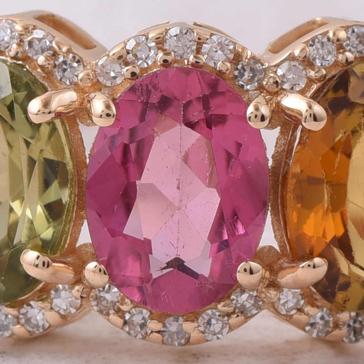 2.29 Ct Oval Natural Multi-Coloured Tourmaline 14K Gold Ring