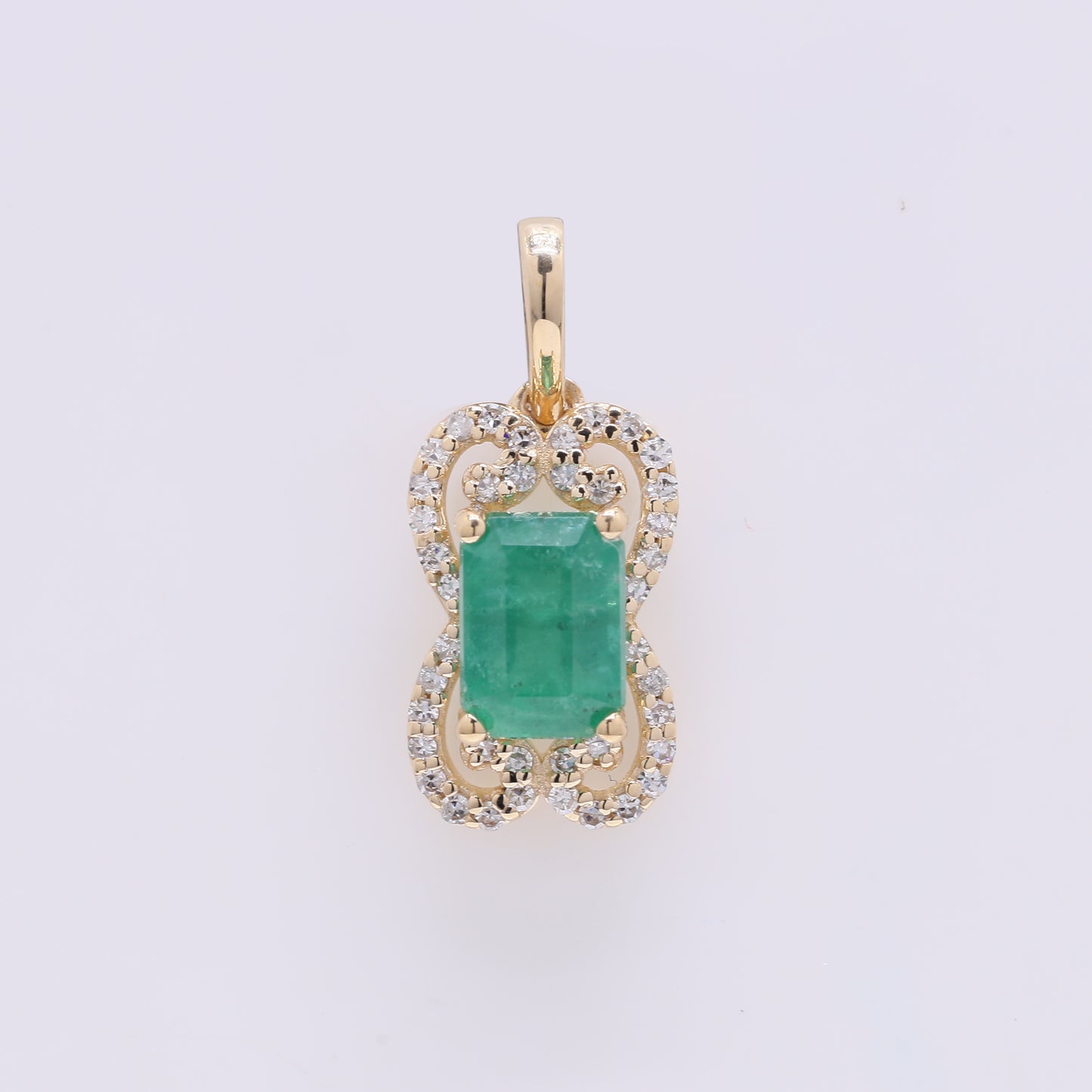 1.28 Ct Octagon Step Cut Natural Emerald 14K Gold Pendant