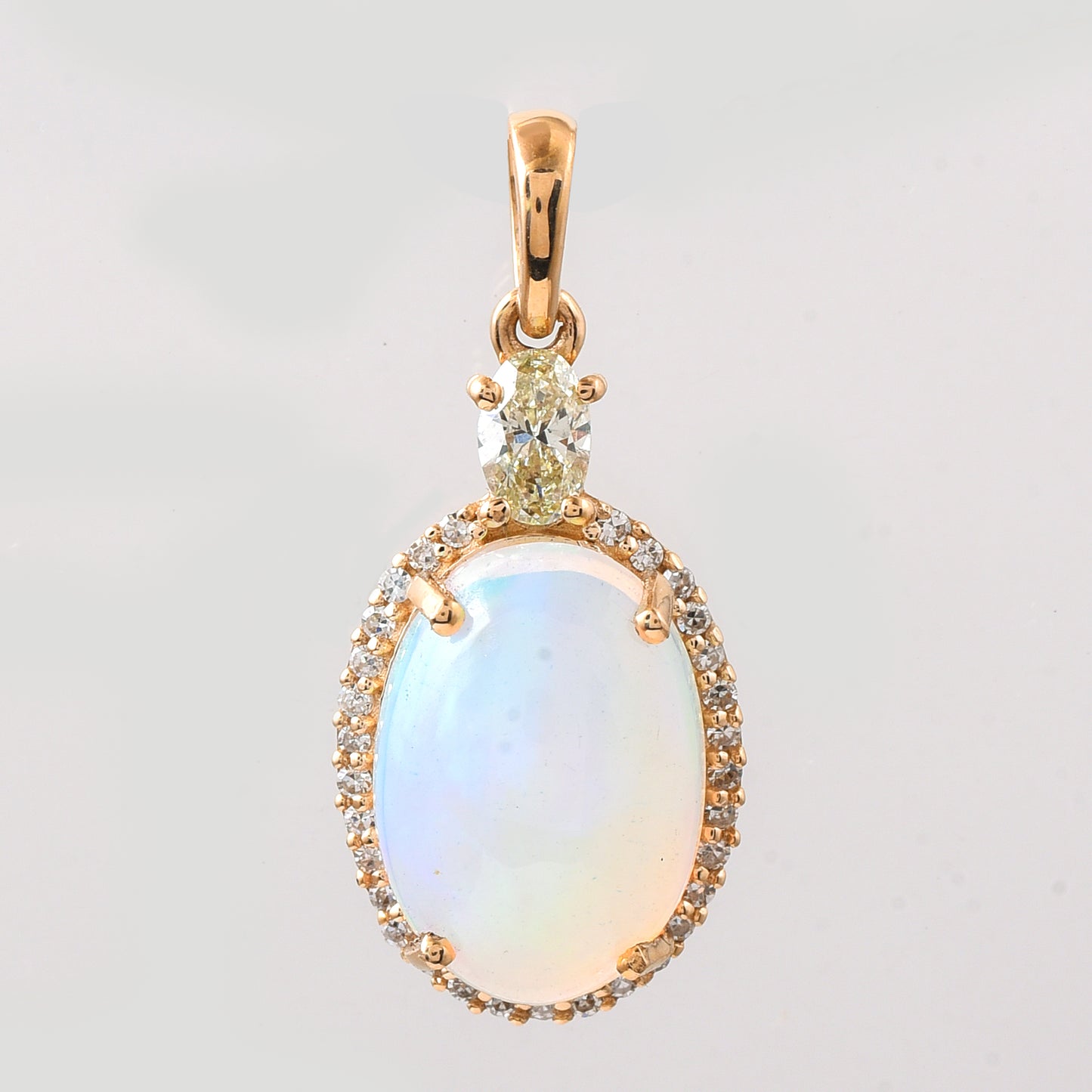 2.50 Ct Oval Cabochon Cut Natural Opal 14K Gold Pendant