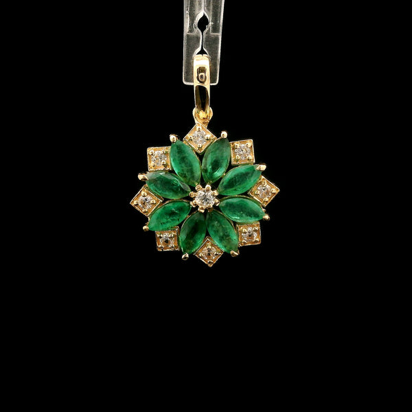 1.26 Ct Marquise Emerald 14K Gold Pendant