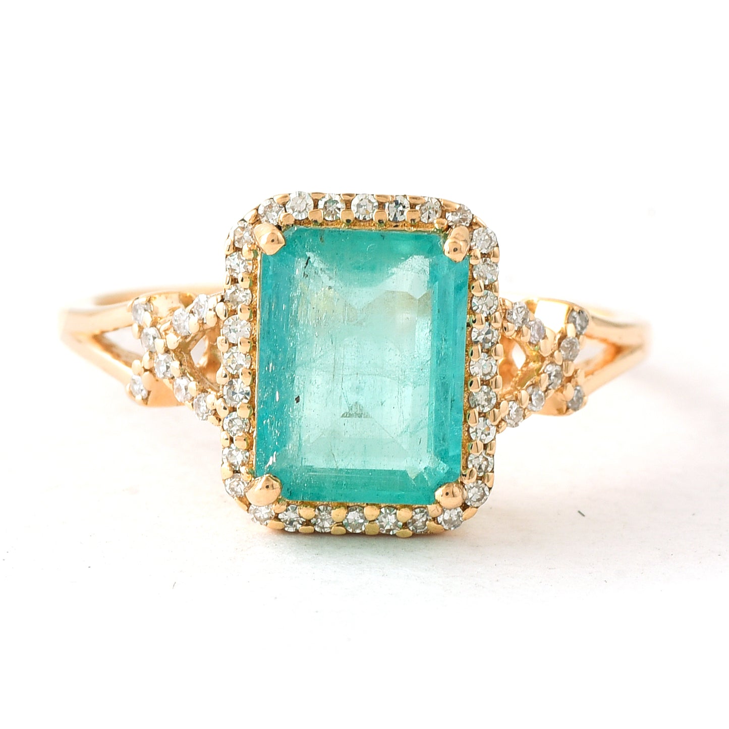 2.03 Ct Octagon Step Cut Natural Emerald 14K Gold Ring
