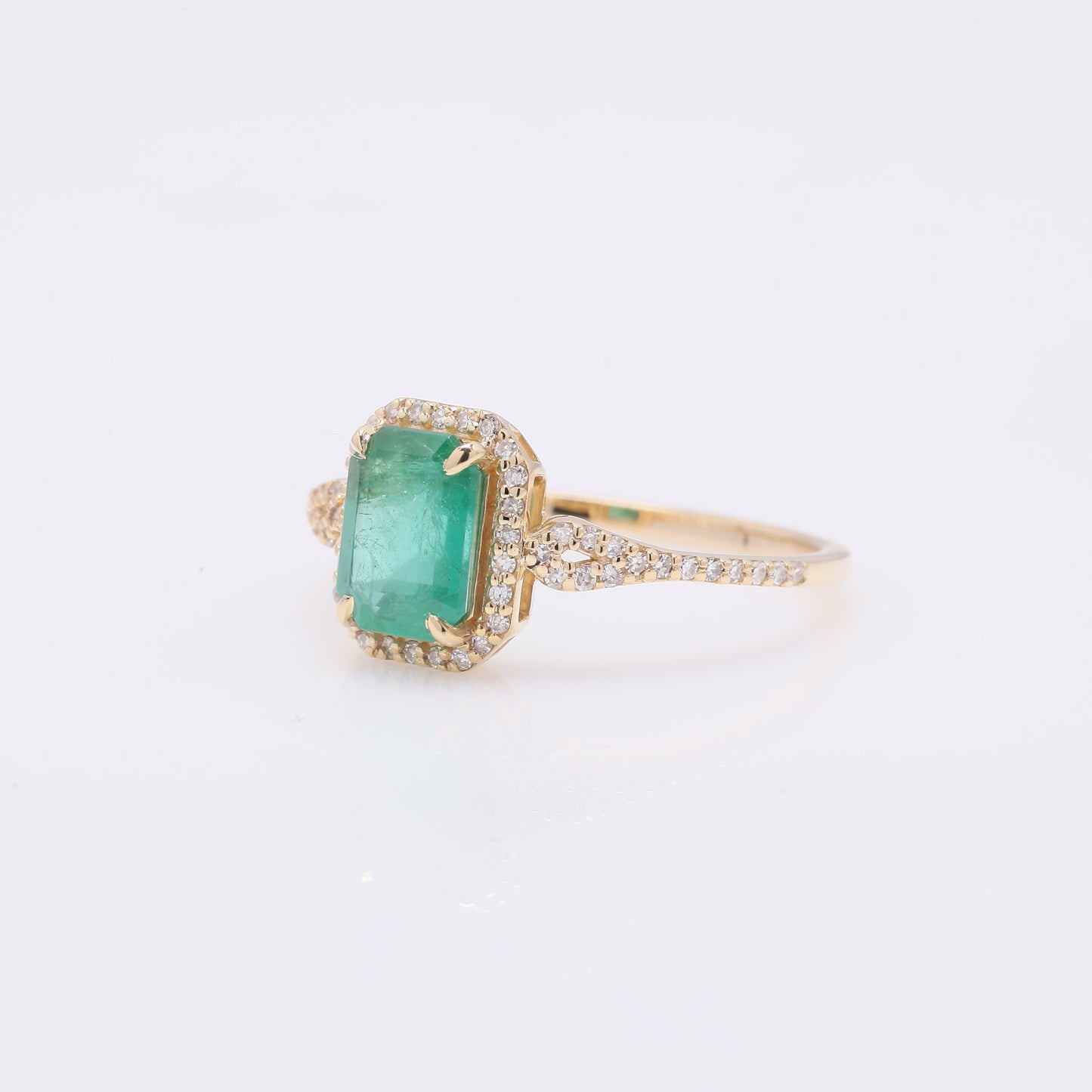 1.35 Ct Octagon Step Cut Natural Emerald 14K Gold Ring