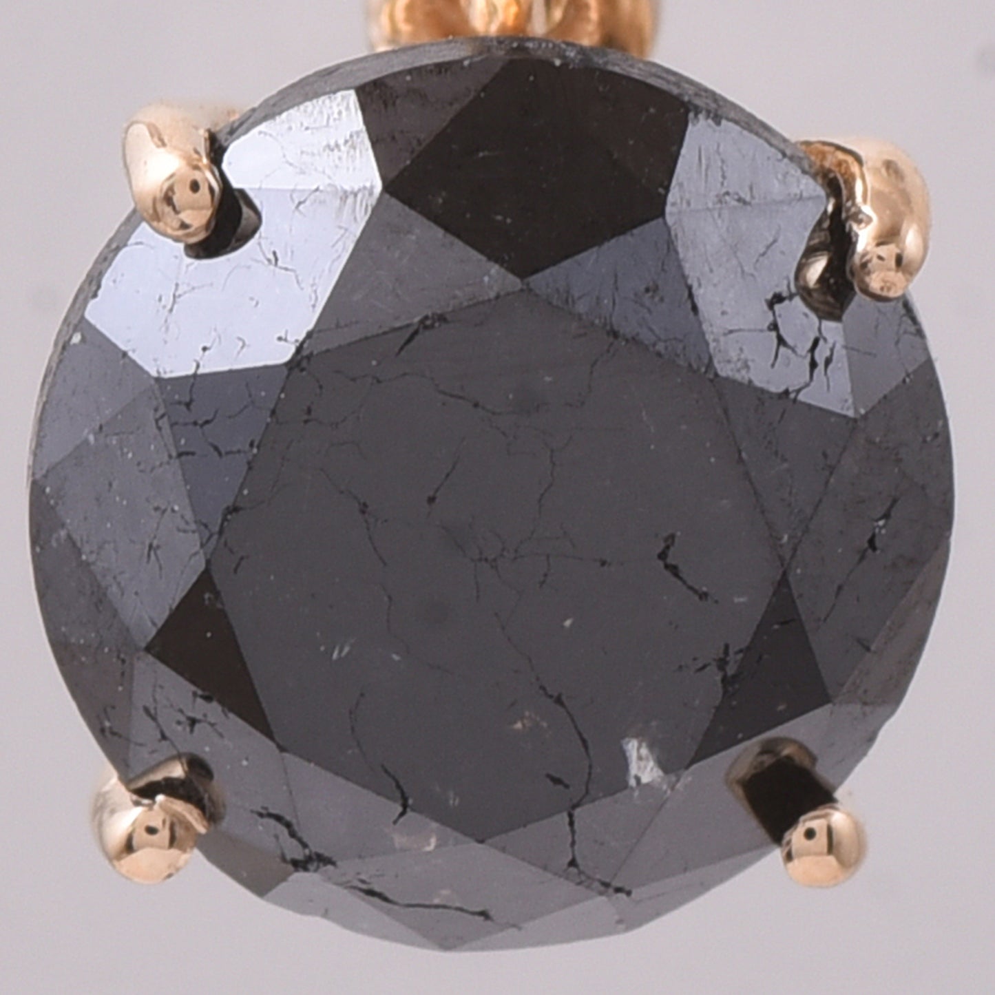 2.47 Ct Round Black Diamond 14K Gold Pendant