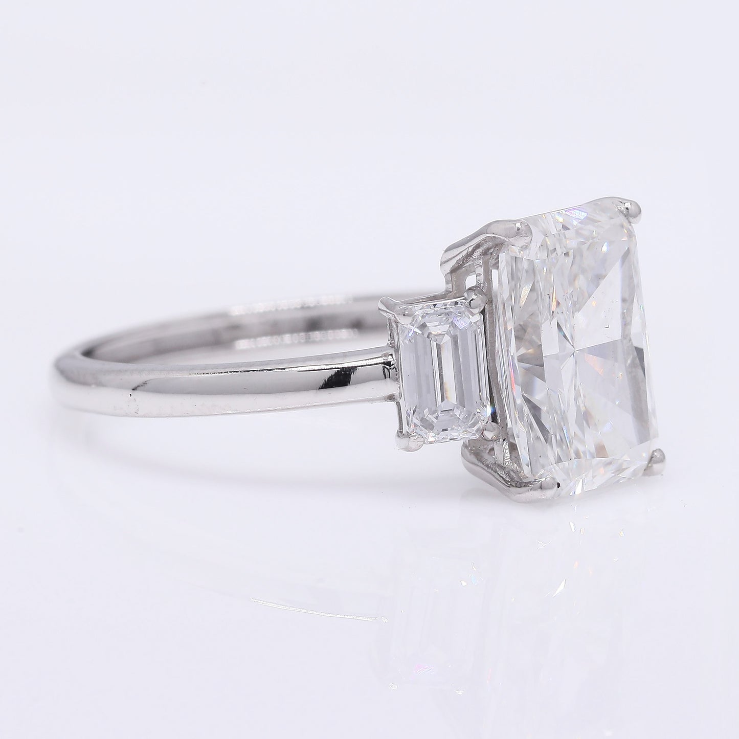 3.63 Ct Cut Cornered Rectangular Modified Brilliant Lab Grown Diamond 950 Platinum Ring