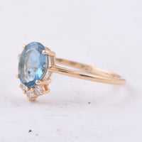 1.03 Ct Oval Natural Aquamarine 14K Gold Ring