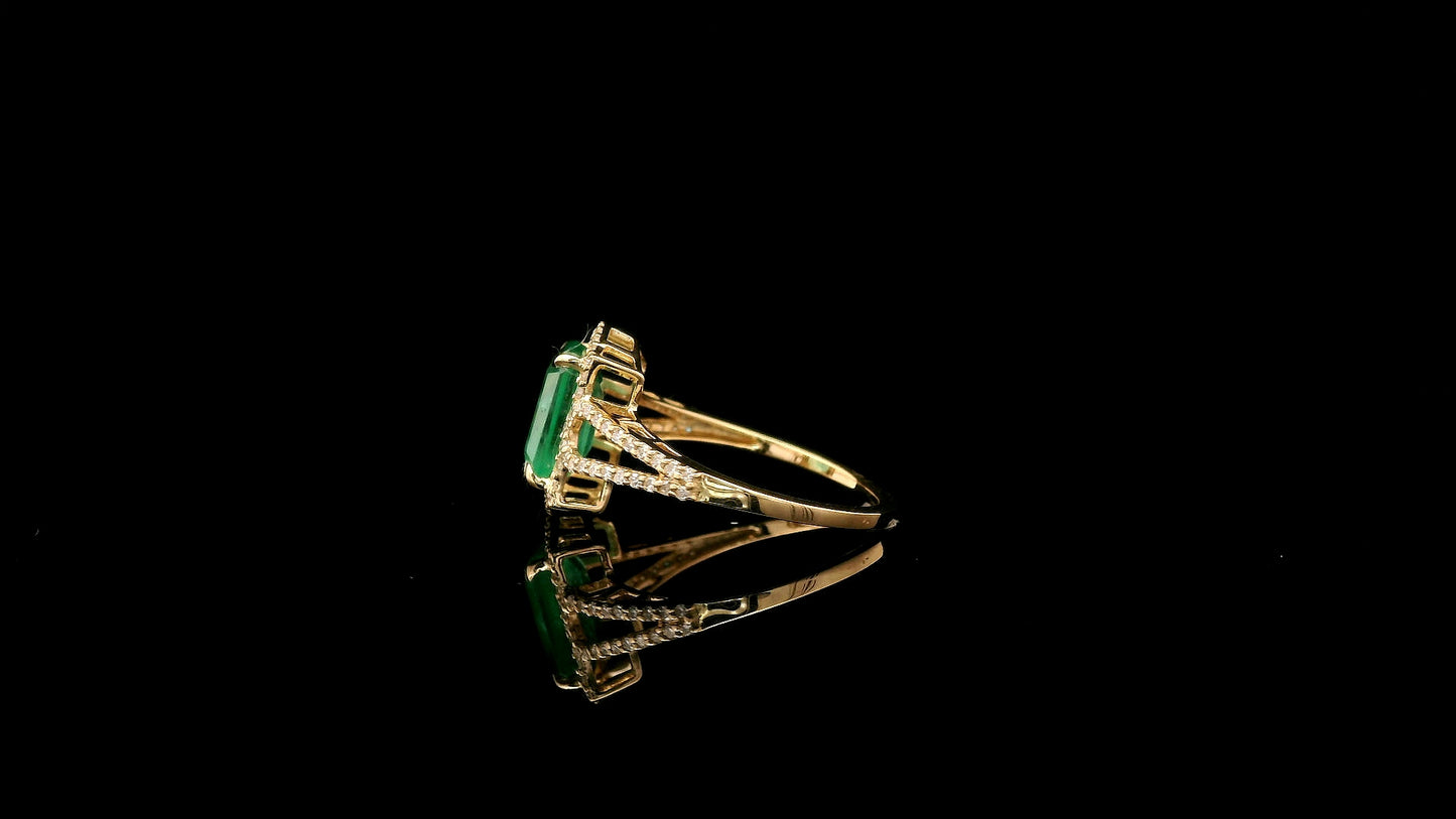 2.30 Ct Octagon Natural Emerald 14K Gold Ring