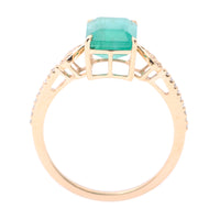 2.57 Ct Octagon Step Cut Natural Emerald 14K Gold Ring